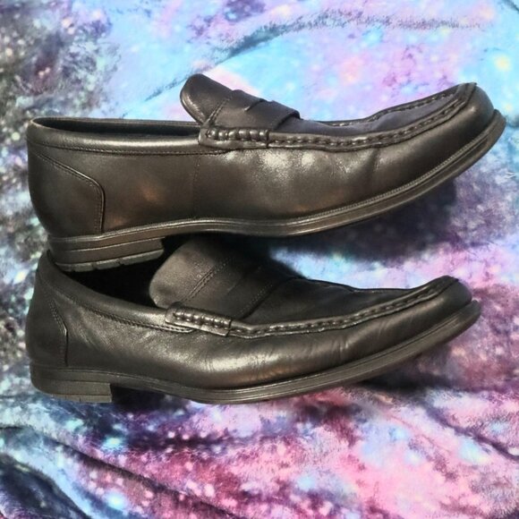LAST CHANCE - BLACK PENNY LOAFERS 8 Academia Classic Slippers Hard Sole Leather - Picture 4 of 8